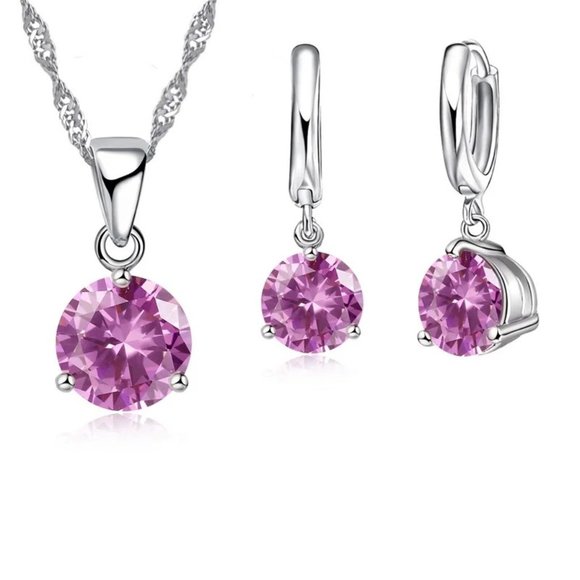 Minimalist 925 Sterling Silver Bundle Necklace And Earrings Hoop